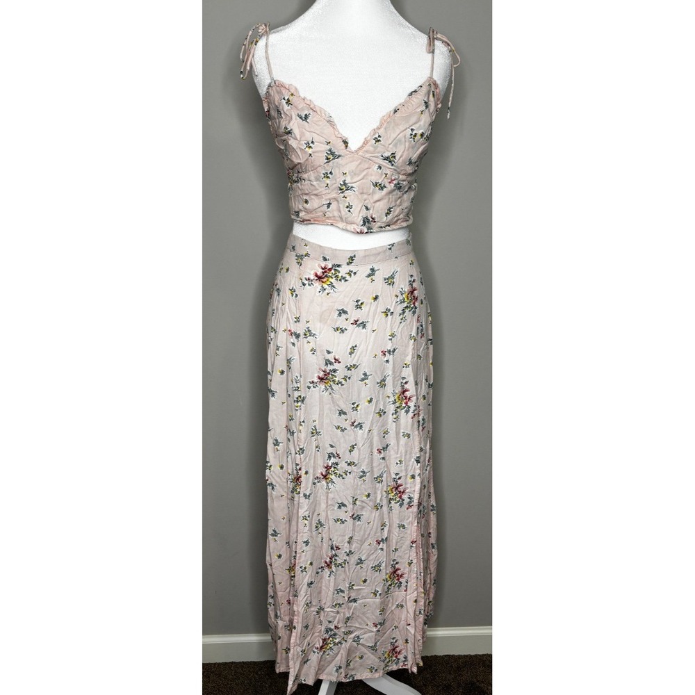 Billabong x The Salty Blonde Pink Floral Crop Top and Maxi Skirt Set Size 27 M